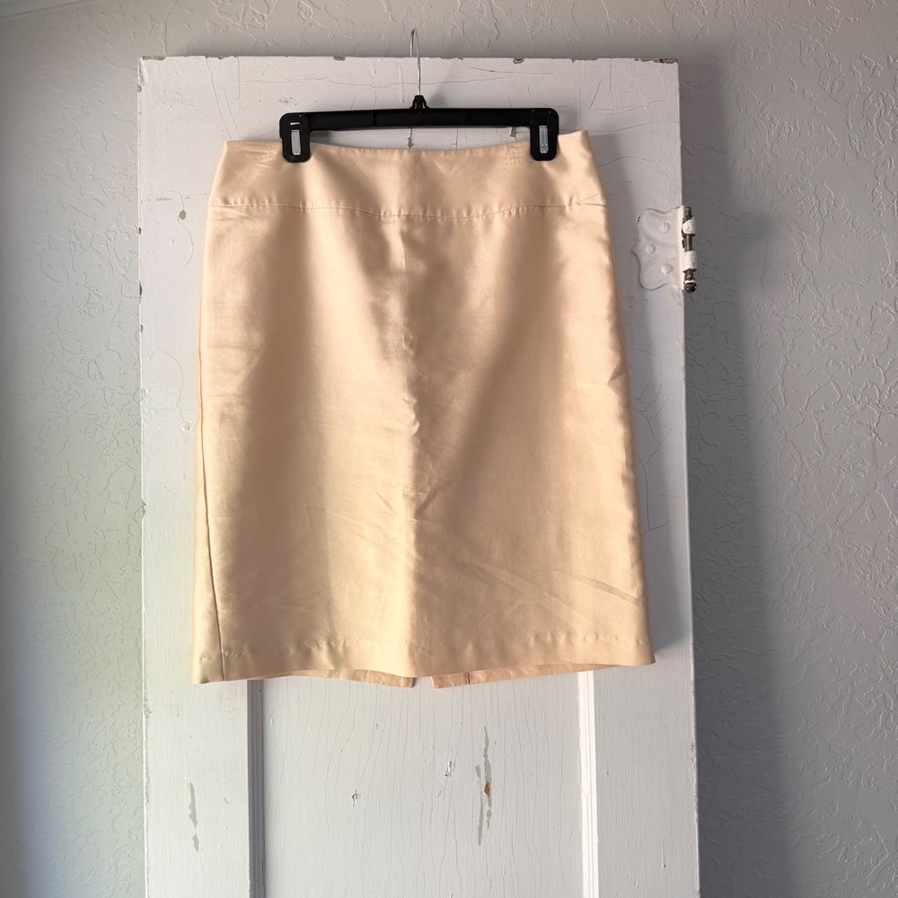 Talbots Womens Size 12 Champagne Peach Silk Blend Lined Pencil Skirt Classic